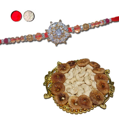 "RAKHIS -AD 4300 A (Single Rakhi) , Dryfruit Thali - code RD400 - Click here to View more details about this Product